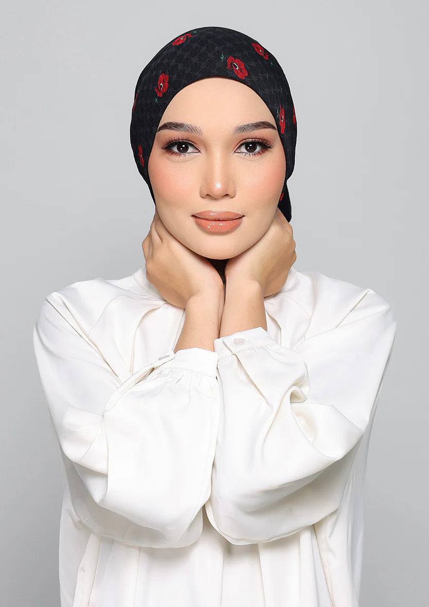 Bokitta Black Poppy Palestine- Instant Hijab with Inner Freestyle (B Inner)