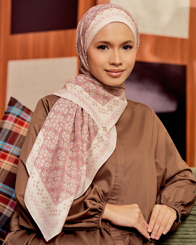 Naelofar Echo Geometric Cotton Voile Square