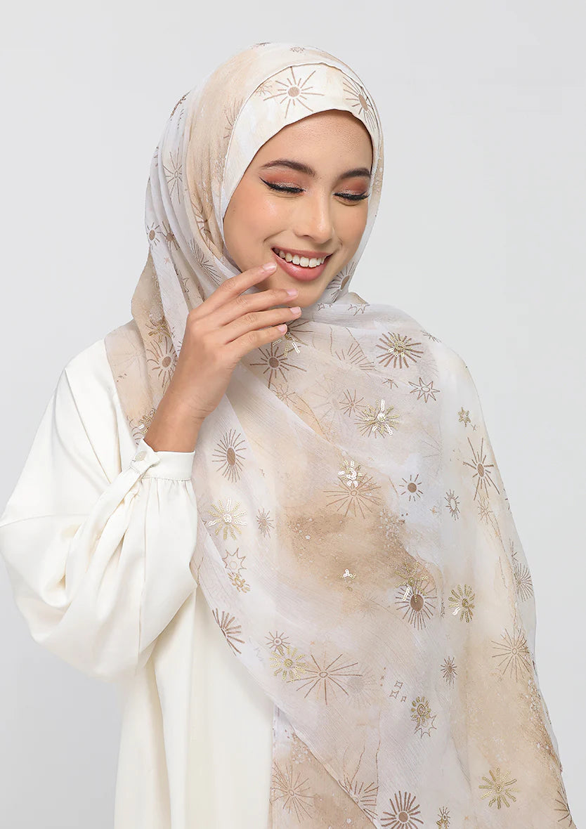Bokitta Shams Embroidery Chiffon - Instant Hijab - Freestyle (Straight Inner)