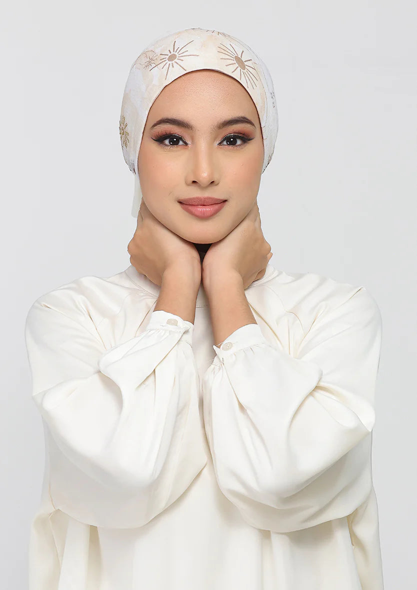 Bokitta Shams Embroidery Chiffon - Instant Hijab - Freestyle (Straight Inner)