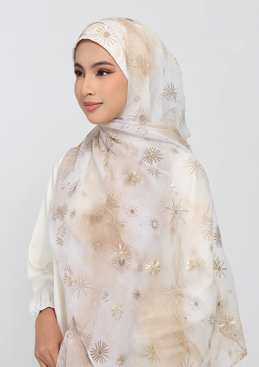 Bokitta Shams Embroidery Chiffon - Instant Hijab - Freestyle (Straight Inner)