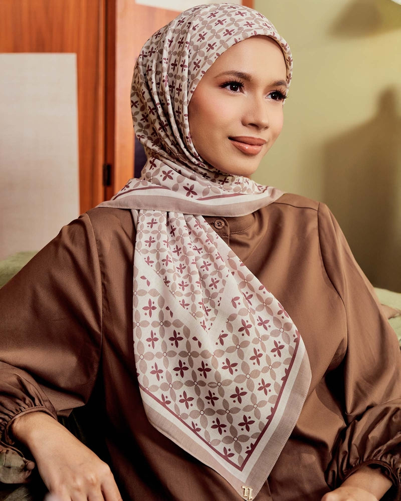 Naelofar Echo Geometric Cotton Voile Square