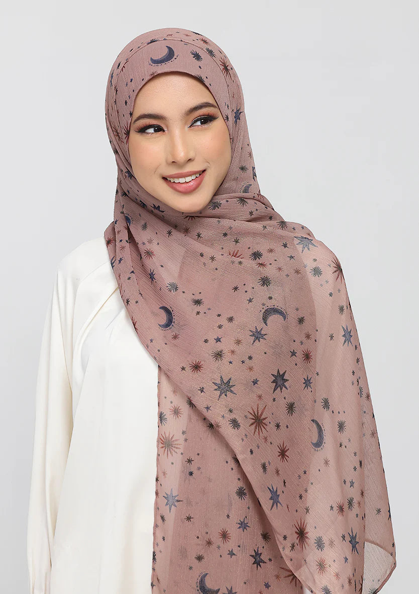 Bokitta Najma Shimmer Chiffon - Instant Hijab with Inner - Freestyle (Straight Inner)