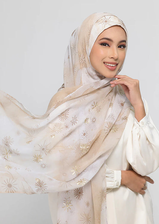 Bokitta Shams Embroidery Chiffon - Instant Hijab - Freestyle (Straight Inner)