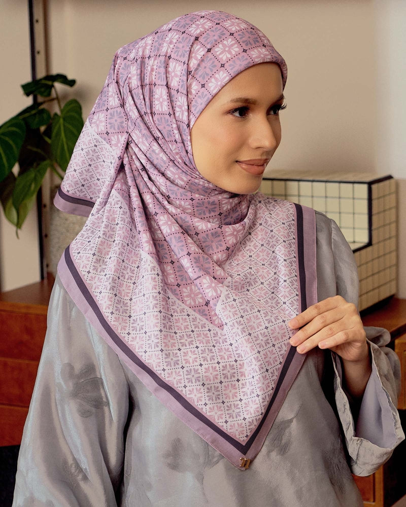 Naelofar Echo Geometric Cotton Voile Square