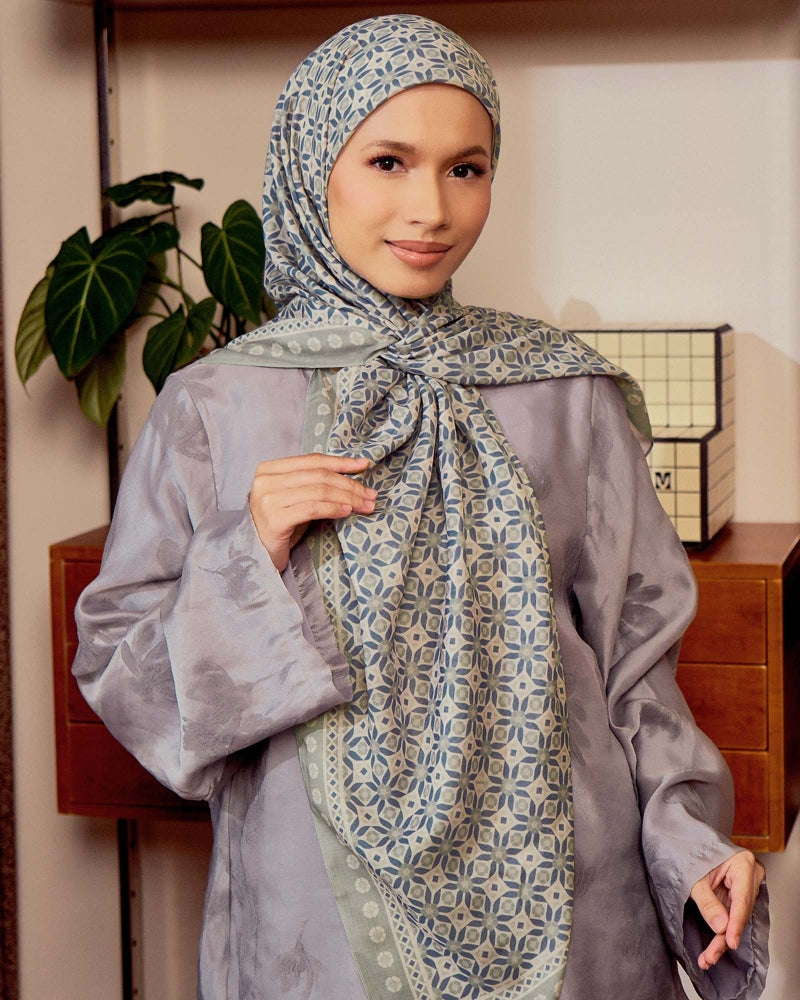 Naelofar Echo Geometric Cotton Voile Square